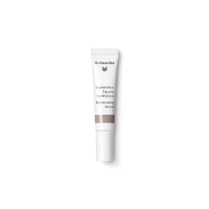 A white Dr. Hauschka Regenerating Serum tube on a plain white background., regenerating serum, face serum, tube packaging, white tube, dr.hauschka