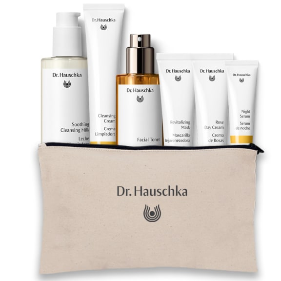 dr.hauschka, skincare kit, face care, travel pouch, tubes bottles