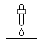 Simple black outline icon of an eyedropper with a droplet above a horizontal line.