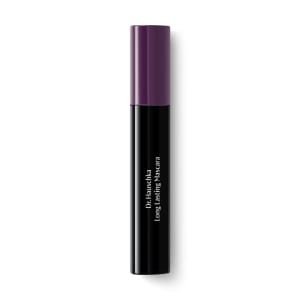 mascara, lipstick-like tube, purple cap, black tube, long-lasting formula
